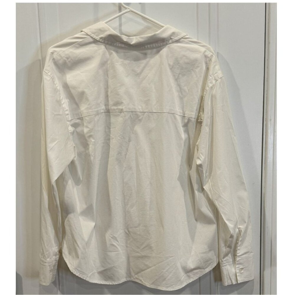 Philosophy White Split-Neck Blouse Large Long Sle… - image 2